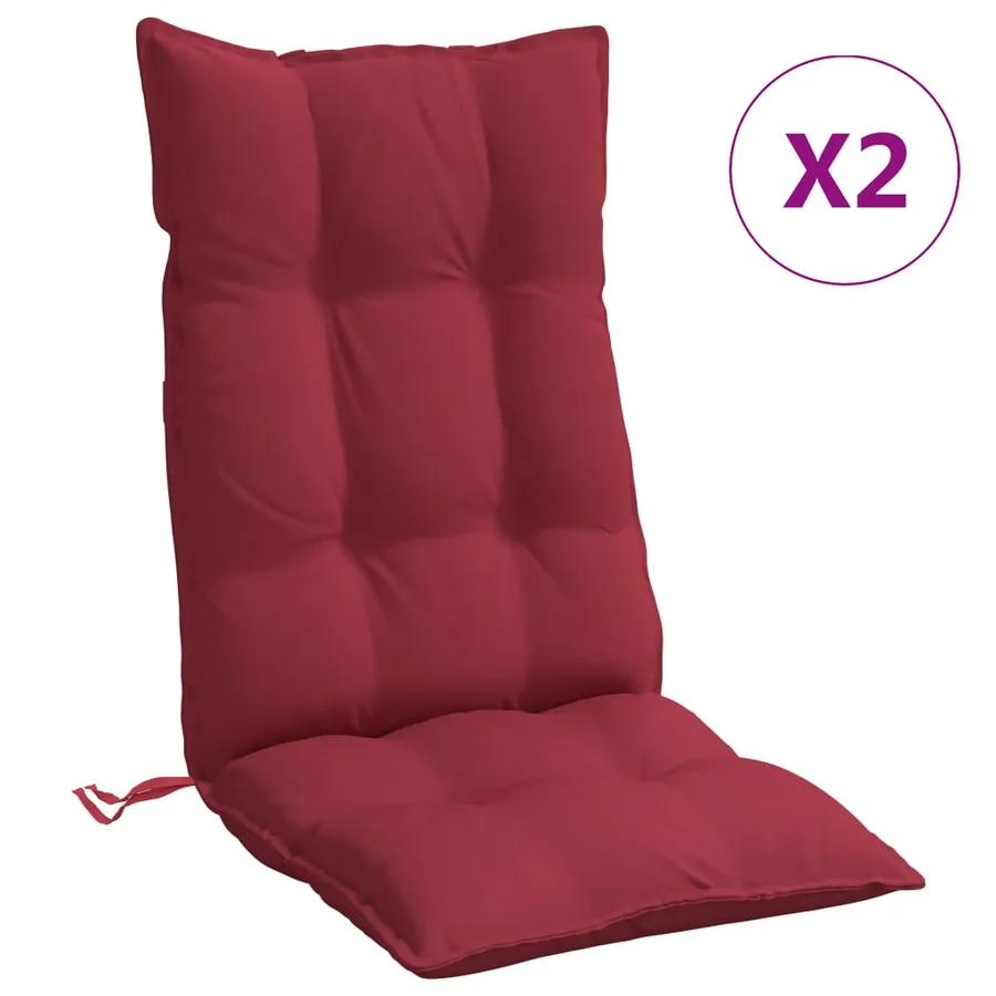 Coussins de chaise à dossier haut lot de 2 rouge bordeaux - 2