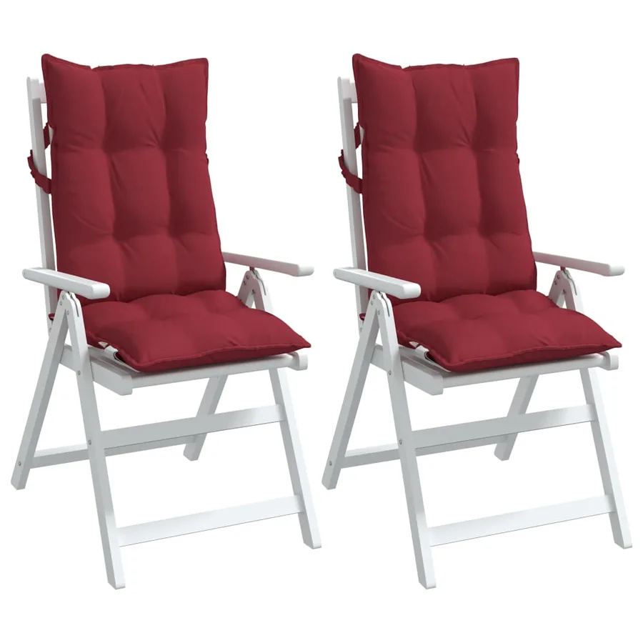 Coussins de chaise à dossier haut lot de 2 rouge bordeaux - 4