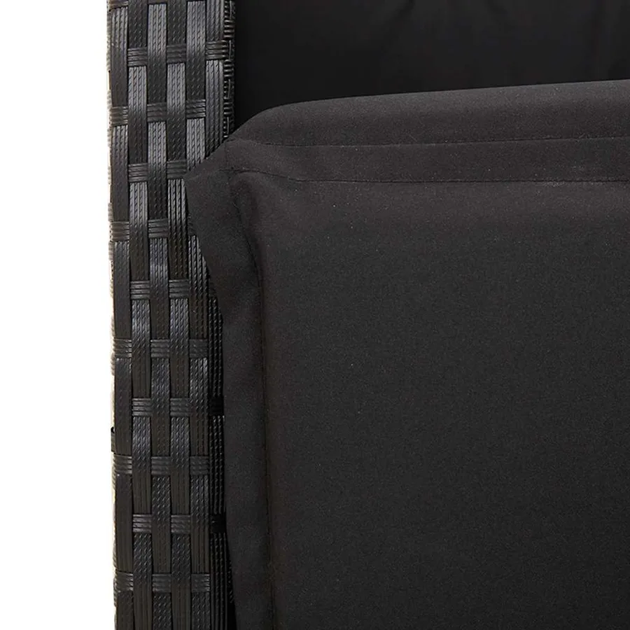 Ensemble à manger de jardin coussins 5pcs Noir Résine tressée - 6