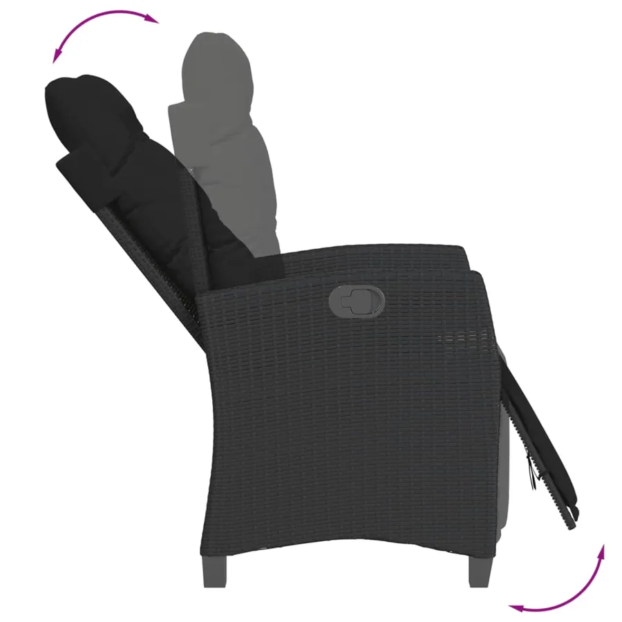 Ensemble à manger de jardin avec coussins 3 pcs Noir - 4