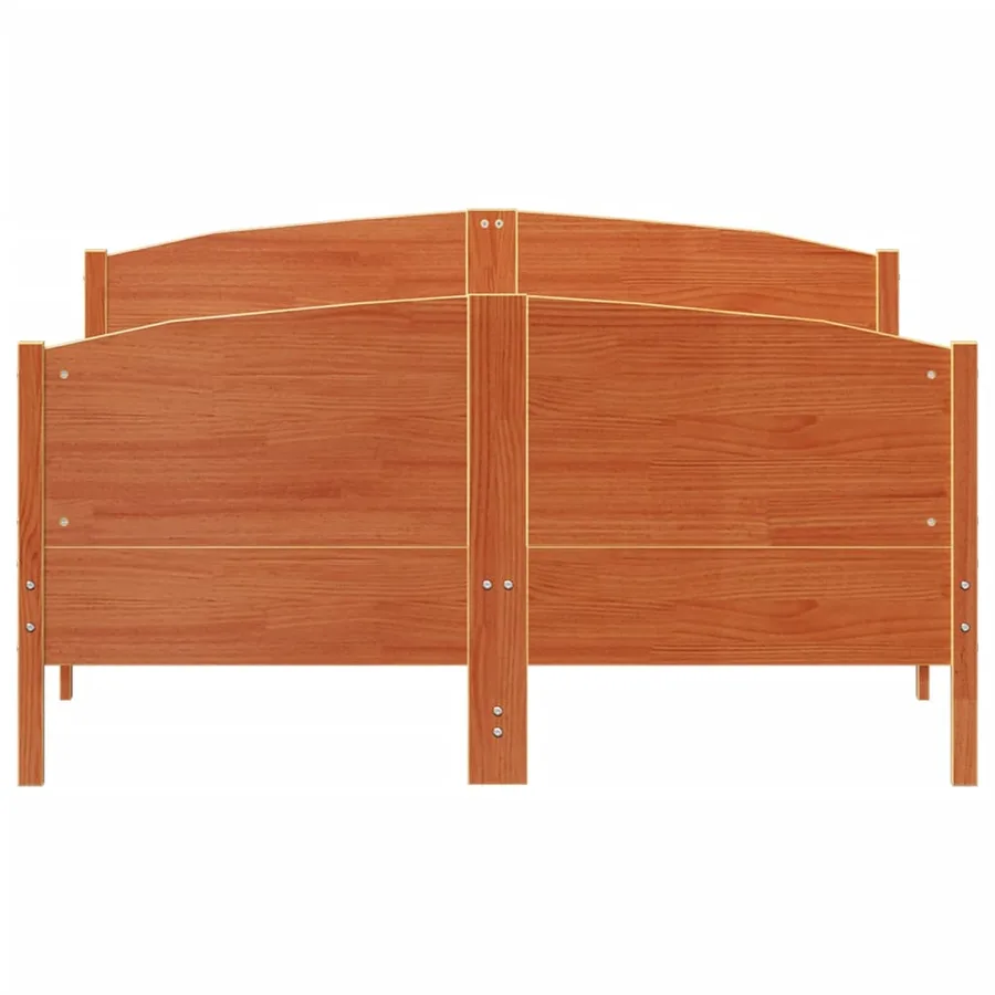 Cadre de lit et tête de lit cire marron 135x190 cm bois de pin - 4