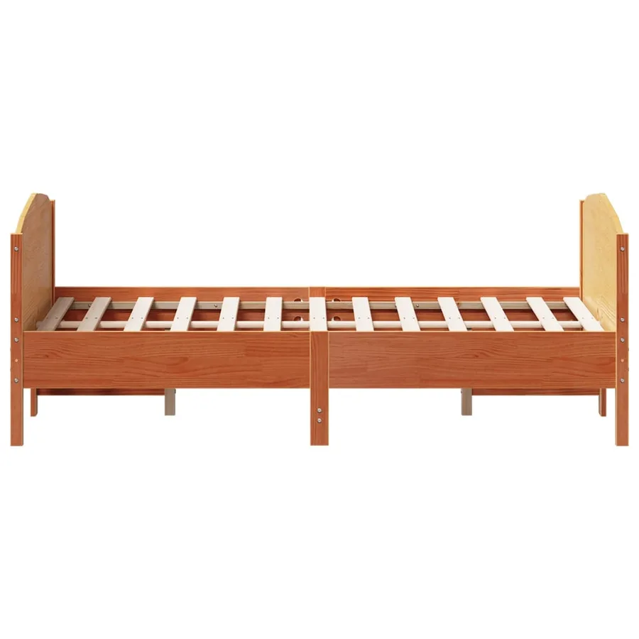 Cadre de lit et tête de lit cire marron 135x190 cm bois de pin - 5