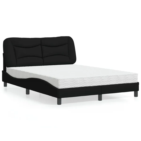 Lit avec matelas Hvar noir 120x200 cm tissu