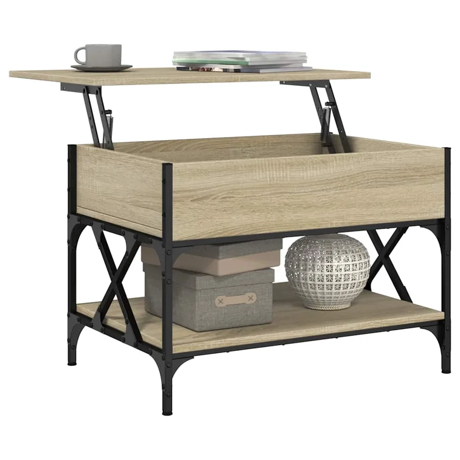 Table basse chêne sonoma 70x50x50 cm bois d'ingénierie et métal - 4