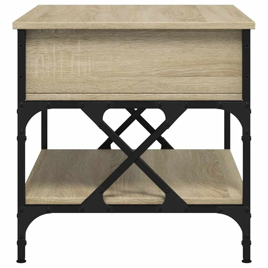 Table basse chêne sonoma 70x50x50 cm bois d'ingénierie et métal - 6
