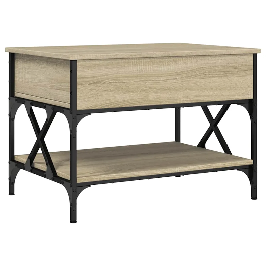 Table basse chêne sonoma 70x50x50 cm bois d'ingénierie et métal - 7