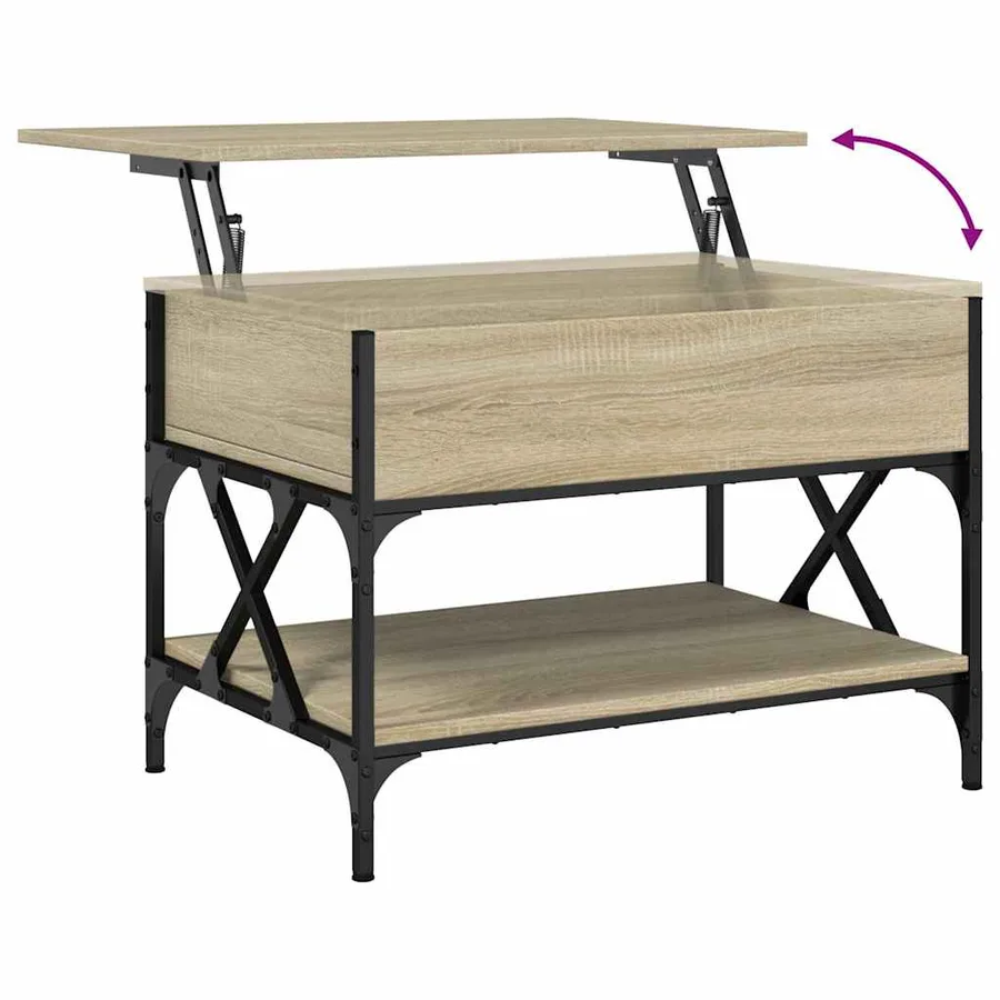 Table basse chêne sonoma 70x50x50 cm bois d'ingénierie et métal - 8