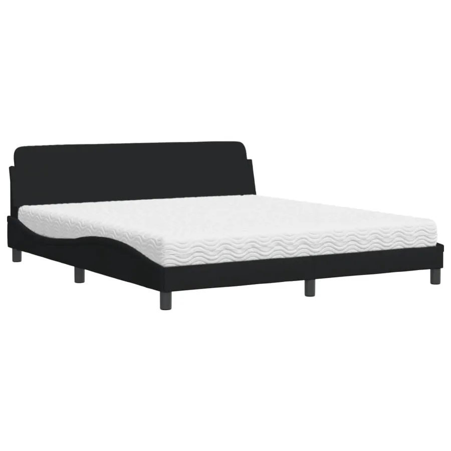 Lit avec matelas Dover noir 180x200 cm tissu - 2