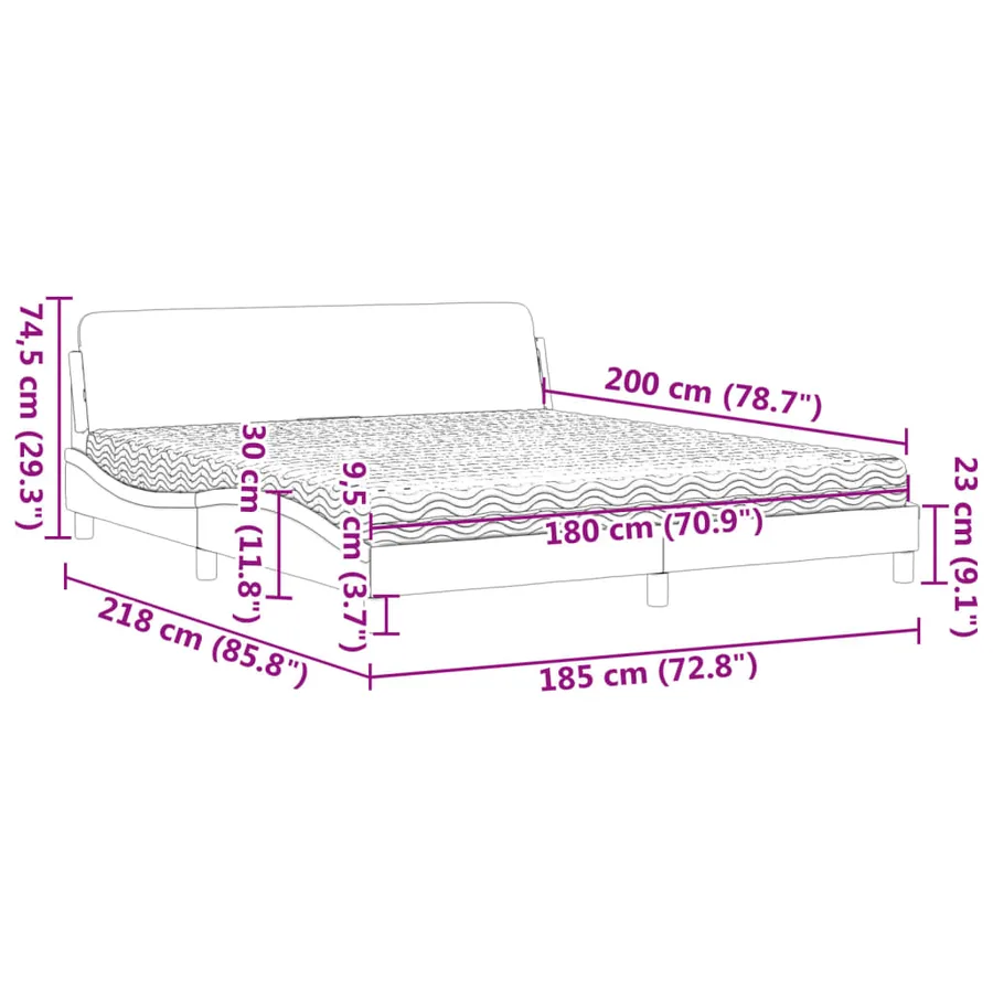 Lit avec matelas Dover noir 180x200 cm tissu - 9