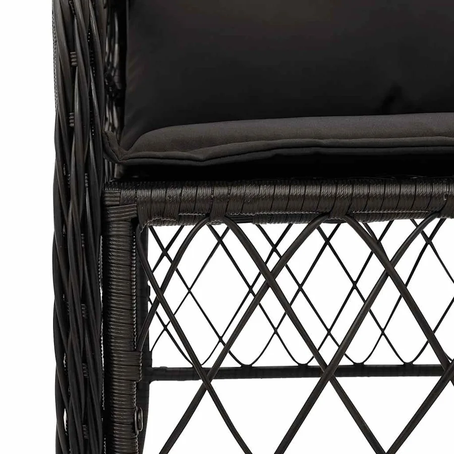 Ensemble à manger de jardin coussins 7pcs Noir Résine tressée - 6