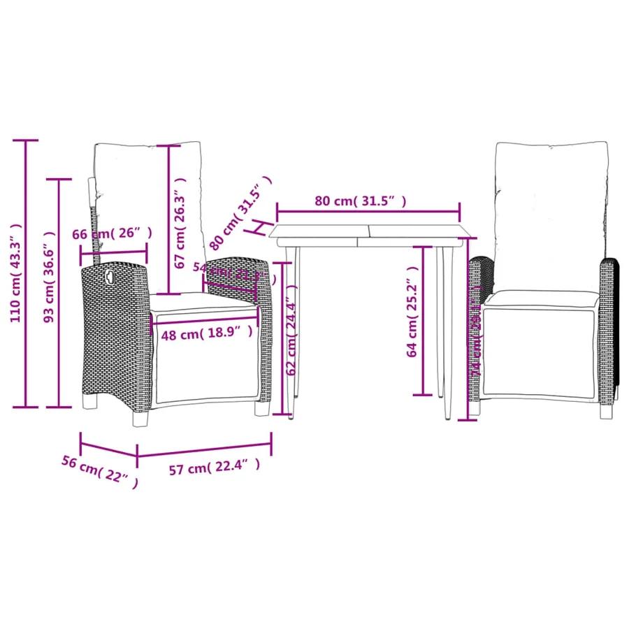 Ensemble à manger de jardin et coussins 3 pcs mélange beige - 9