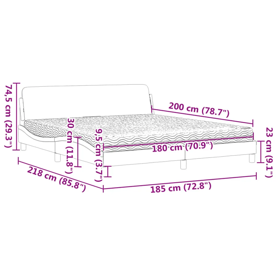 Lit avec matelas Dover bleu 180x200 cm tissu - 9