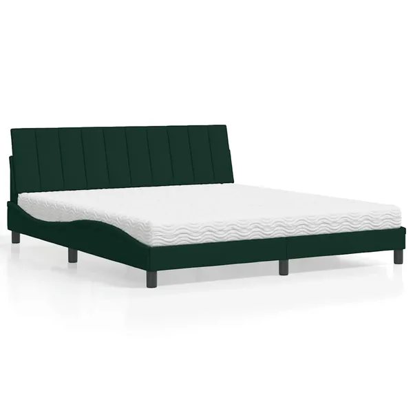 Lit avec matelas Hanko vert foncé 180x200 cm velours