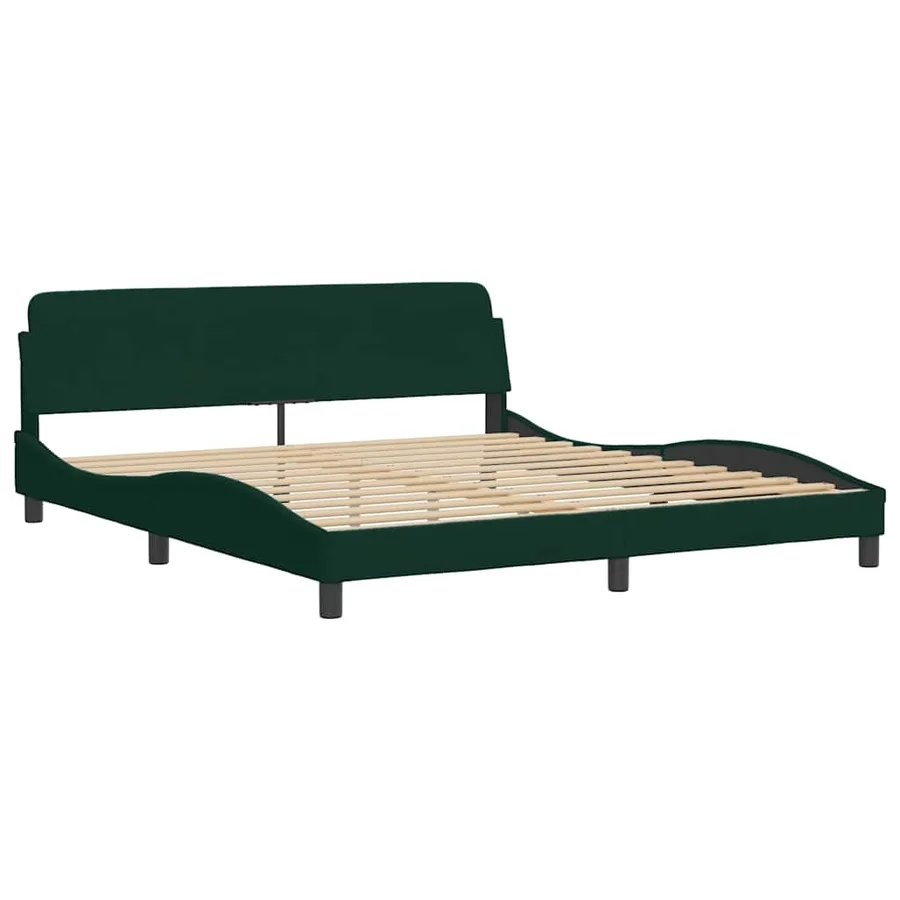 Lit avec matelas Hanko vert foncé 180x200 cm velours - 4