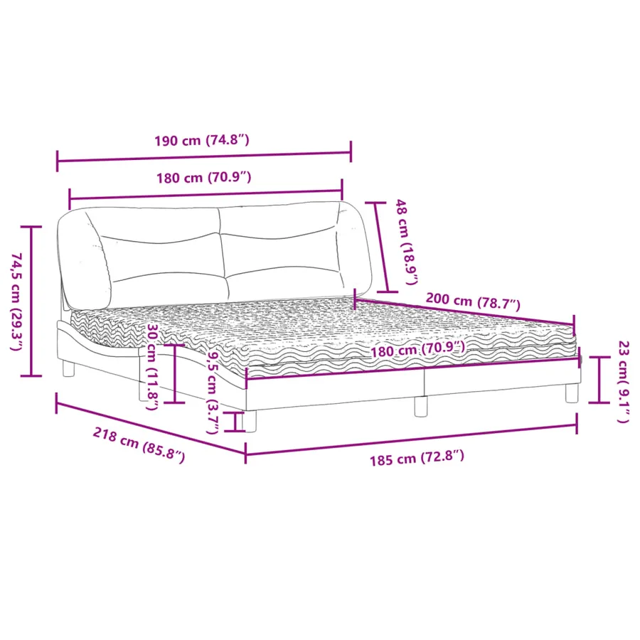 Lit avec matelas Hvar marron 180x200 cm similicuir - 11