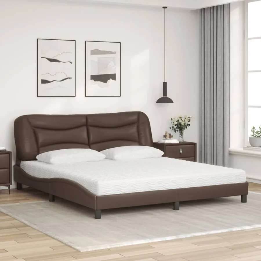 Lit avec matelas Hvar marron 180x200 cm similicuir - 3
