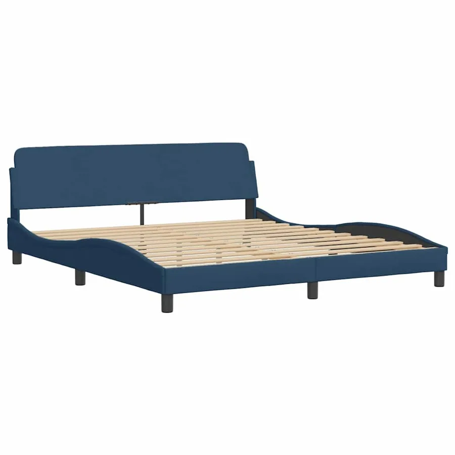Cadre de lit avec tête de lit Dover bleu 180x200cm tissu - 3