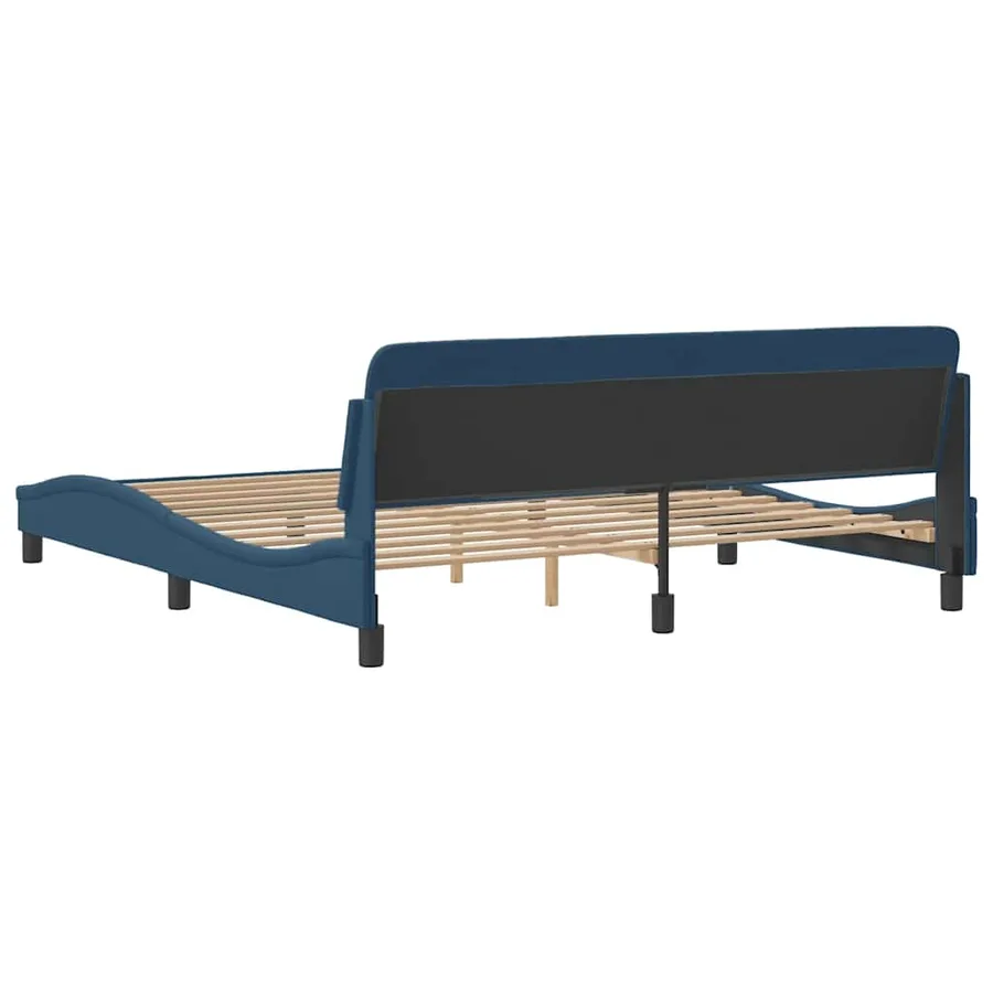 Cadre de lit avec tête de lit Dover bleu 180x200cm tissu - 6