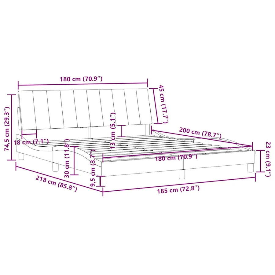 Cadre de lit sans matelas Hanko vert foncé 180x200 cm velours - 12