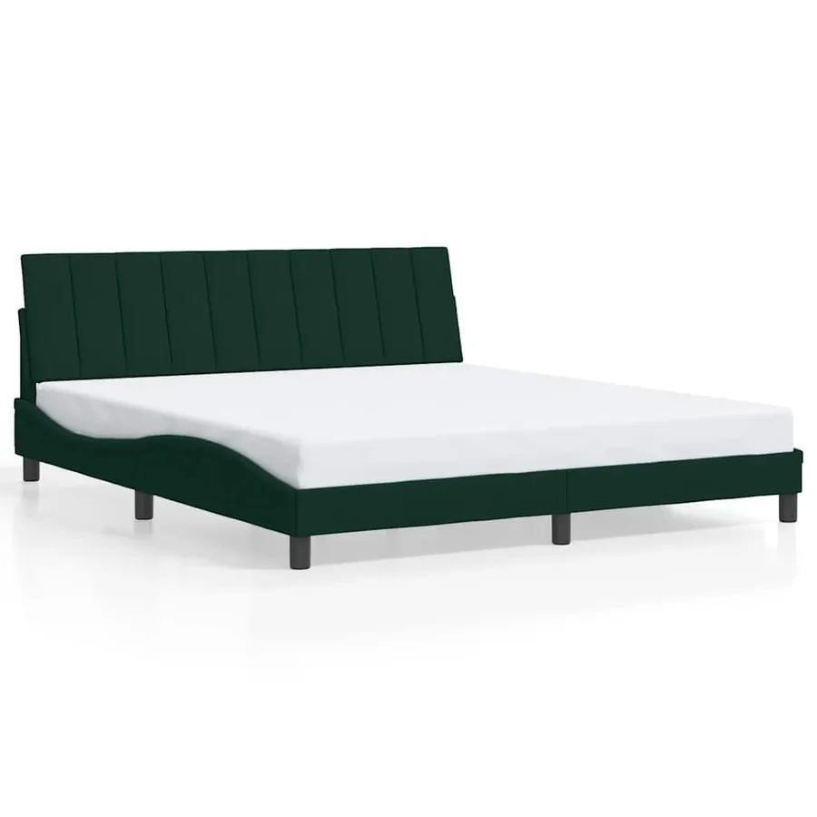 Cadre de lit sans matelas Hanko vert foncé 180x200 cm velours - 2