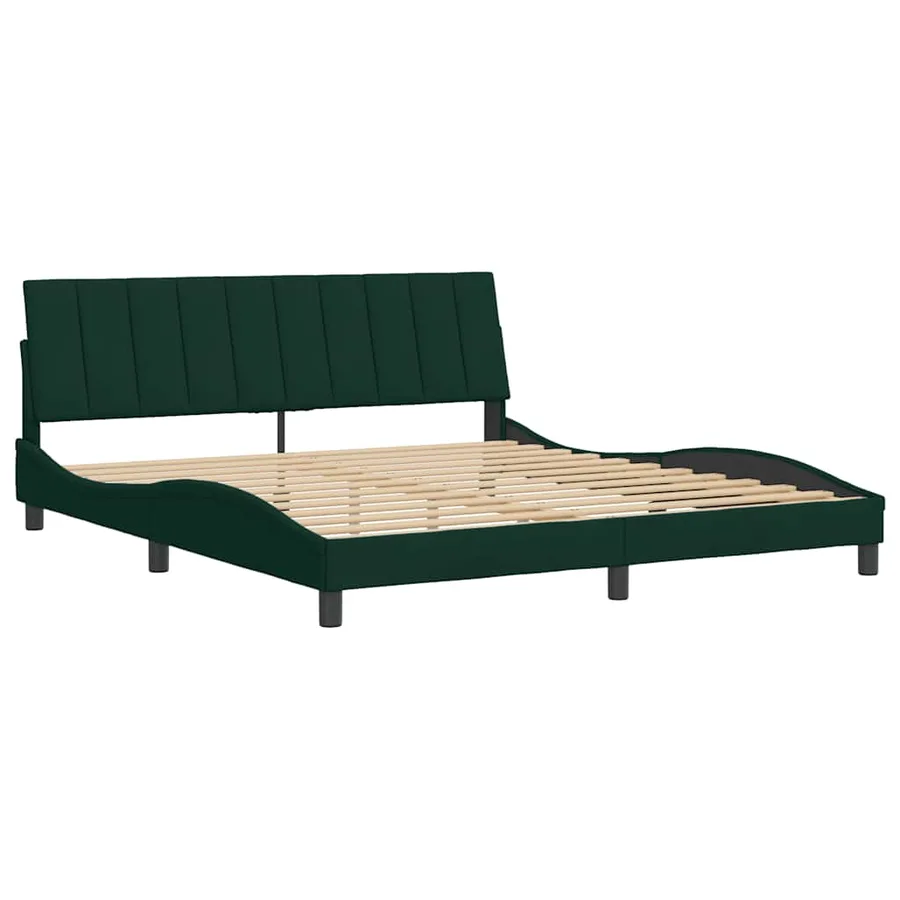 Cadre de lit sans matelas Hanko vert foncé 180x200 cm velours - 3