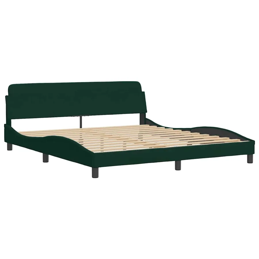 Cadre de lit sans matelas Hanko vert foncé 180x200 cm velours - 4