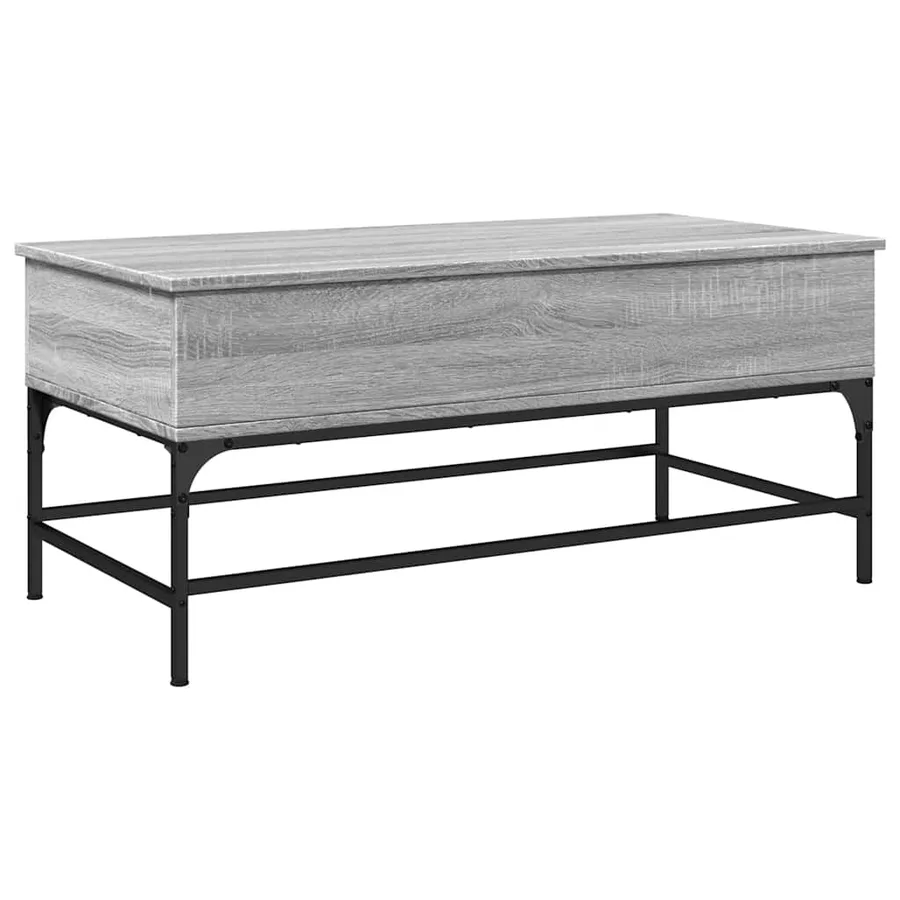 Table basse sonoma gris 100x50x45 cm bois d'ingénierie et métal - 2