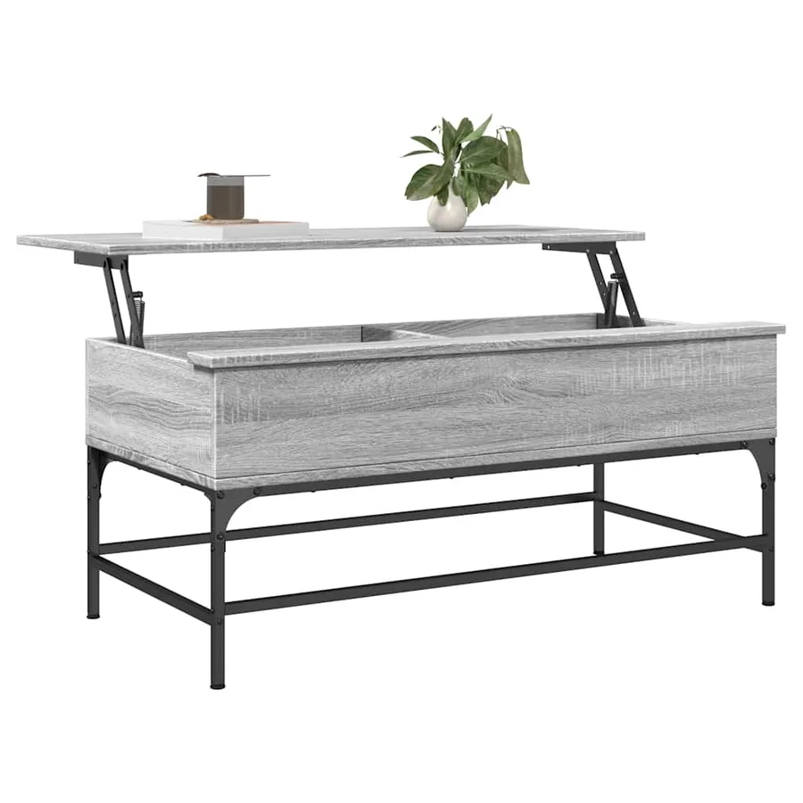 Table basse sonoma gris 100x50x45 cm bois d'ingénierie et métal - 4