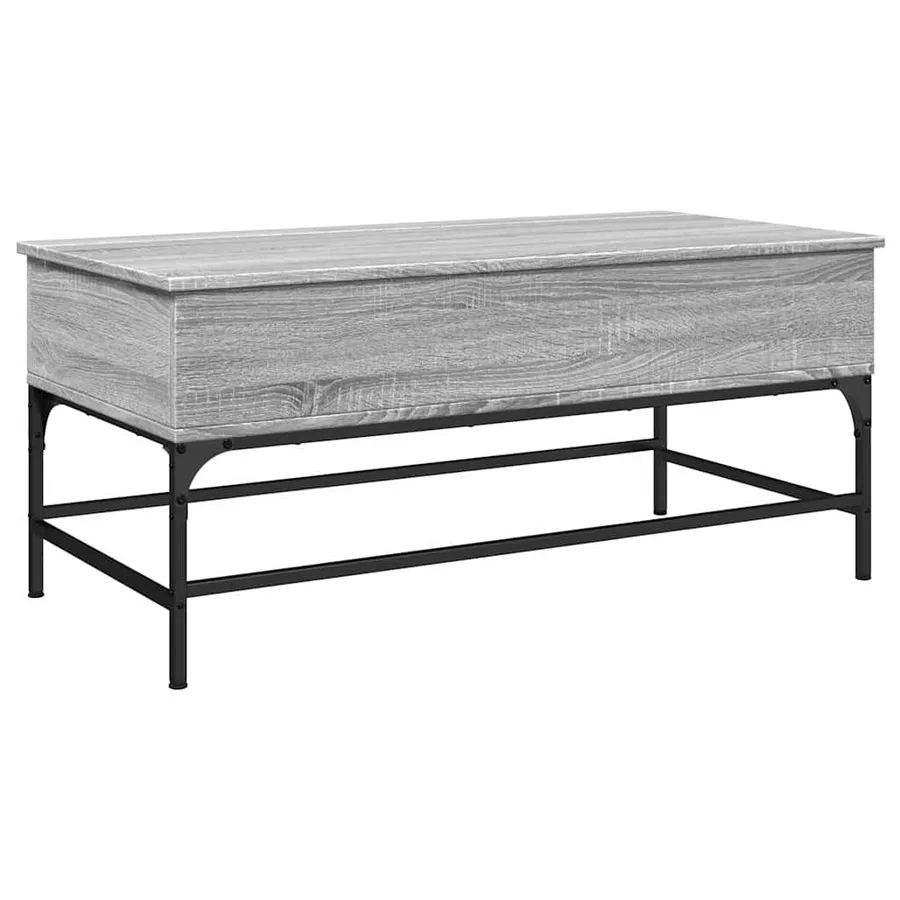 Table basse sonoma gris 100x50x45 cm bois d'ingénierie et métal - 7