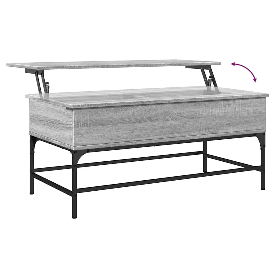 Table basse sonoma gris 100x50x45 cm bois d'ingénierie et métal - 8