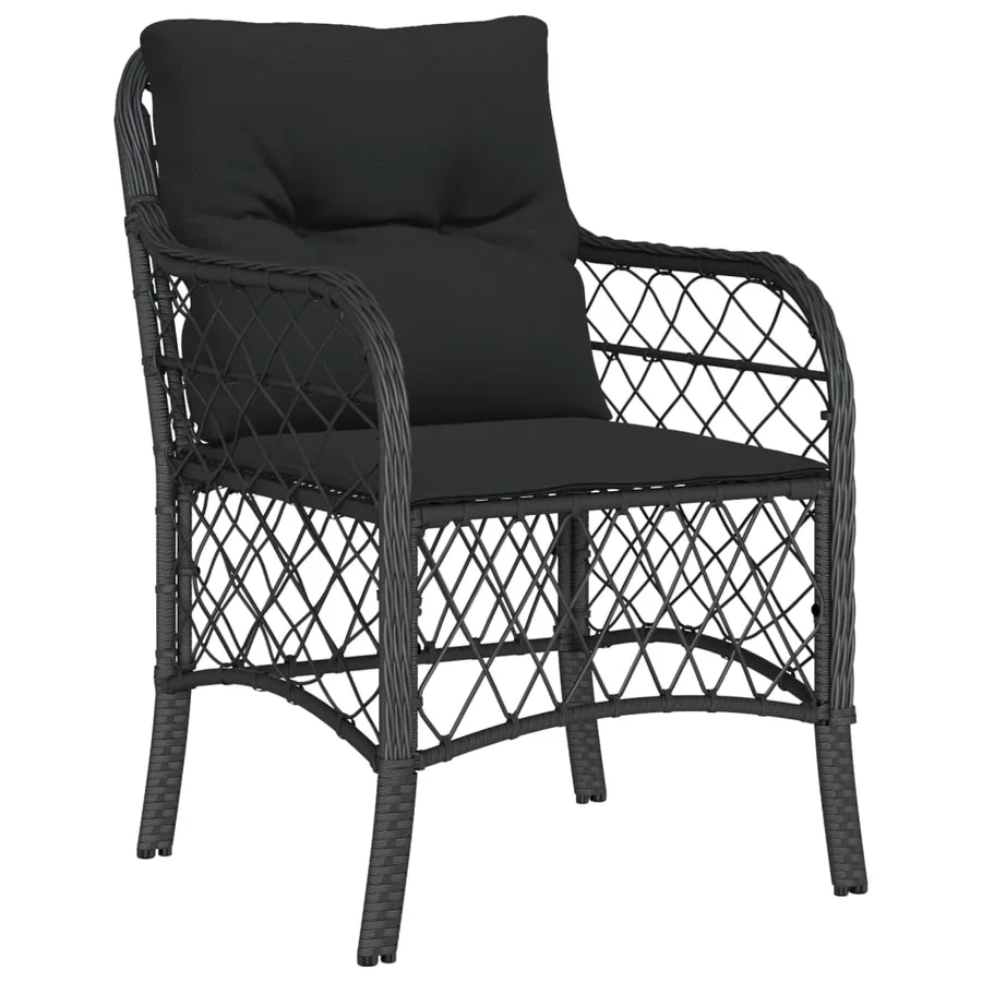 Ensemble à manger de jardin coussins 5pcs Noir Résine tressée - 3