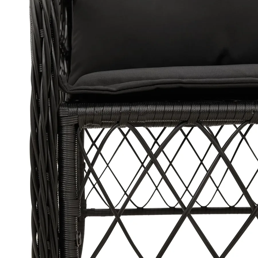 Ensemble à manger de jardin coussins 7pcs Noir Résine tressée - 5