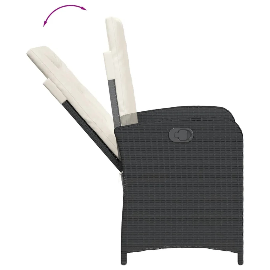 Ensemble à manger de jardin coussins 5pcs Noir Résine tressée - 5