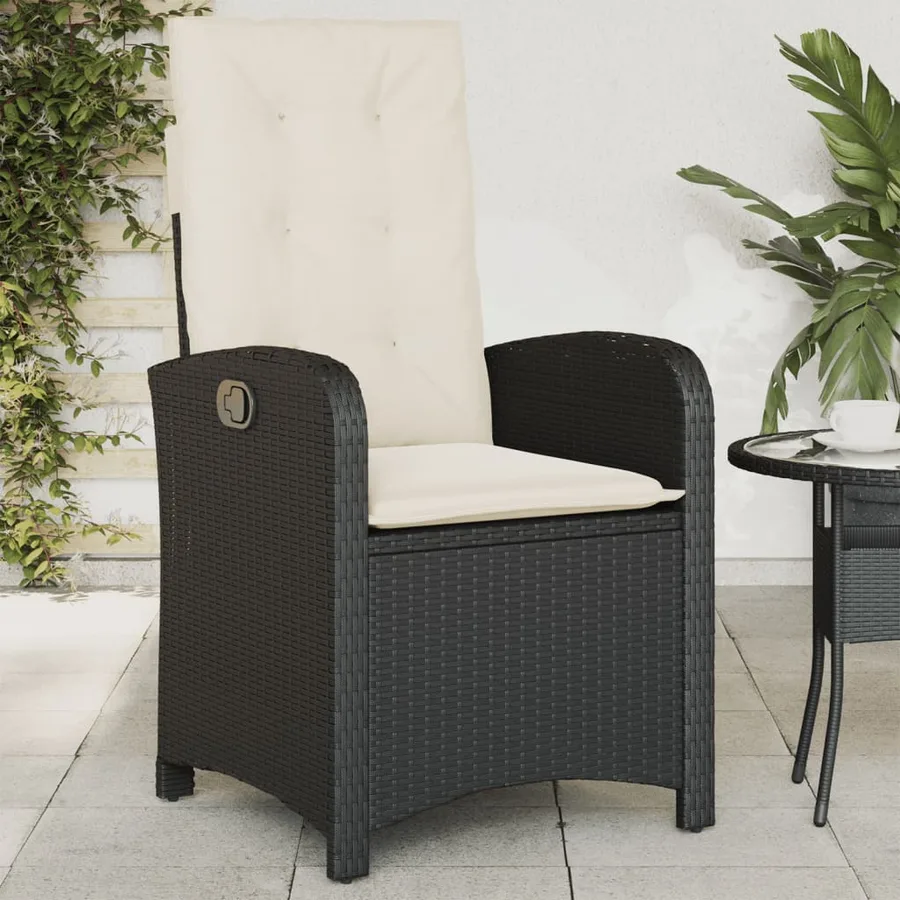 Chaises inclinables de jardin lot de 2 et coussins noir rotin - 3