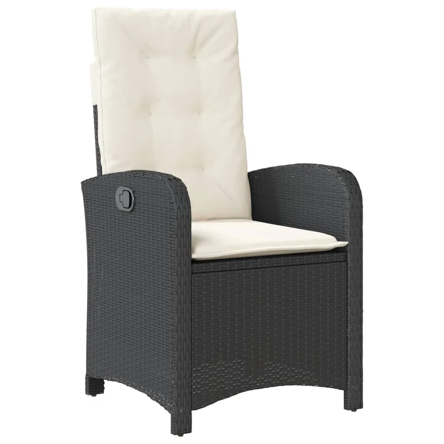 Chaises inclinables de jardin lot de 2 et coussins noir rotin - 4