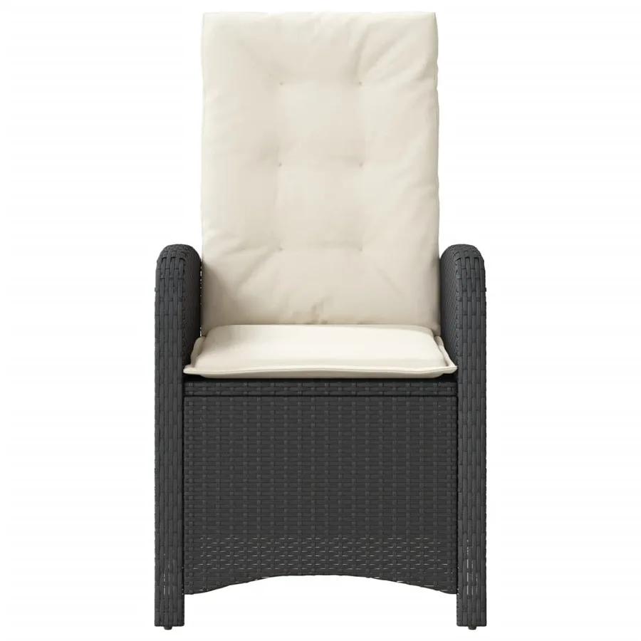 Chaises inclinables de jardin lot de 2 et coussins noir rotin - 5