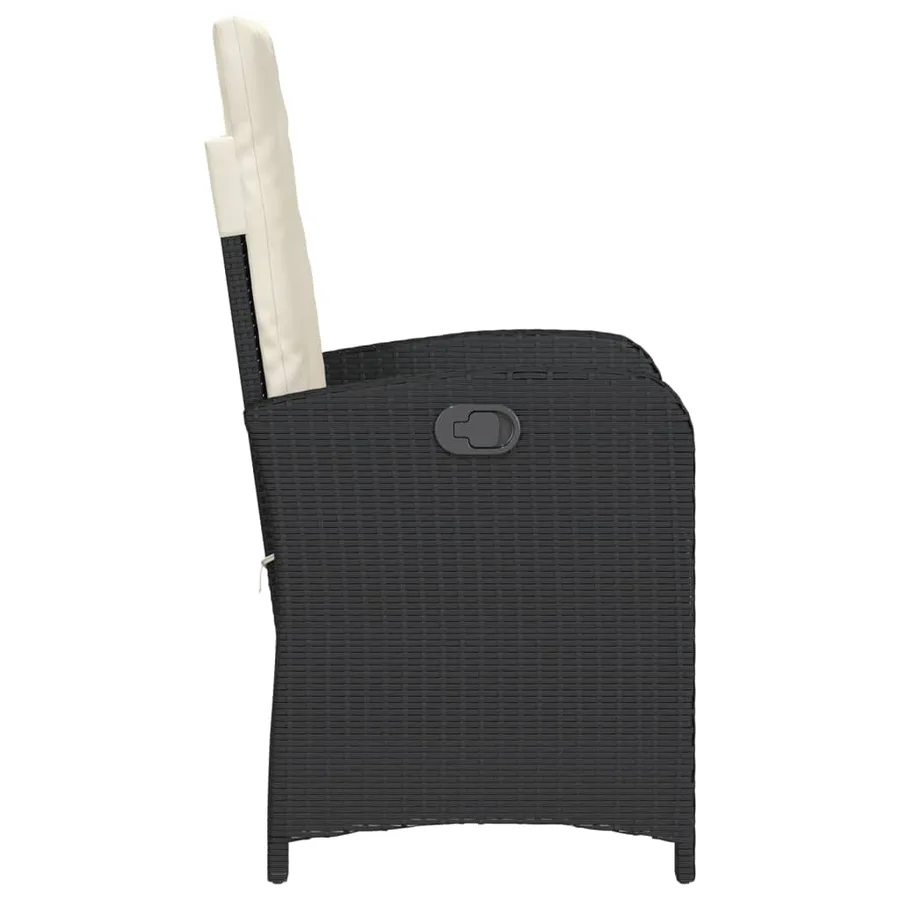 Chaises inclinables de jardin lot de 2 et coussins noir rotin - 6