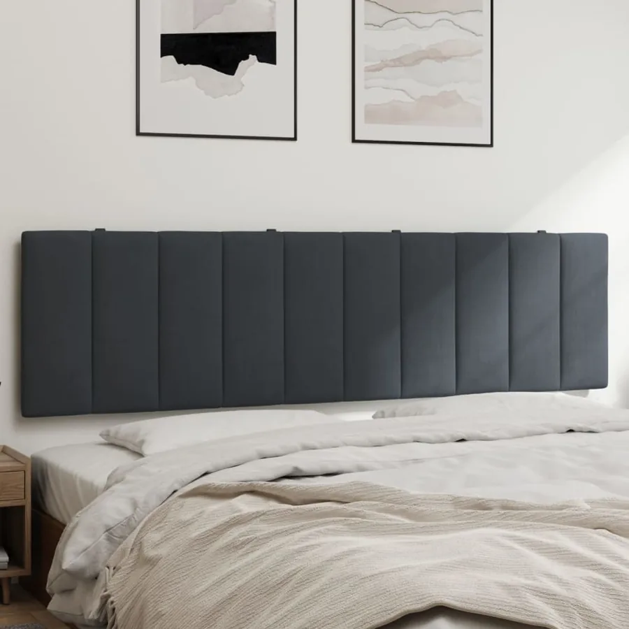 Coussin de tête de lit Hanko gris foncé 180 cm velours