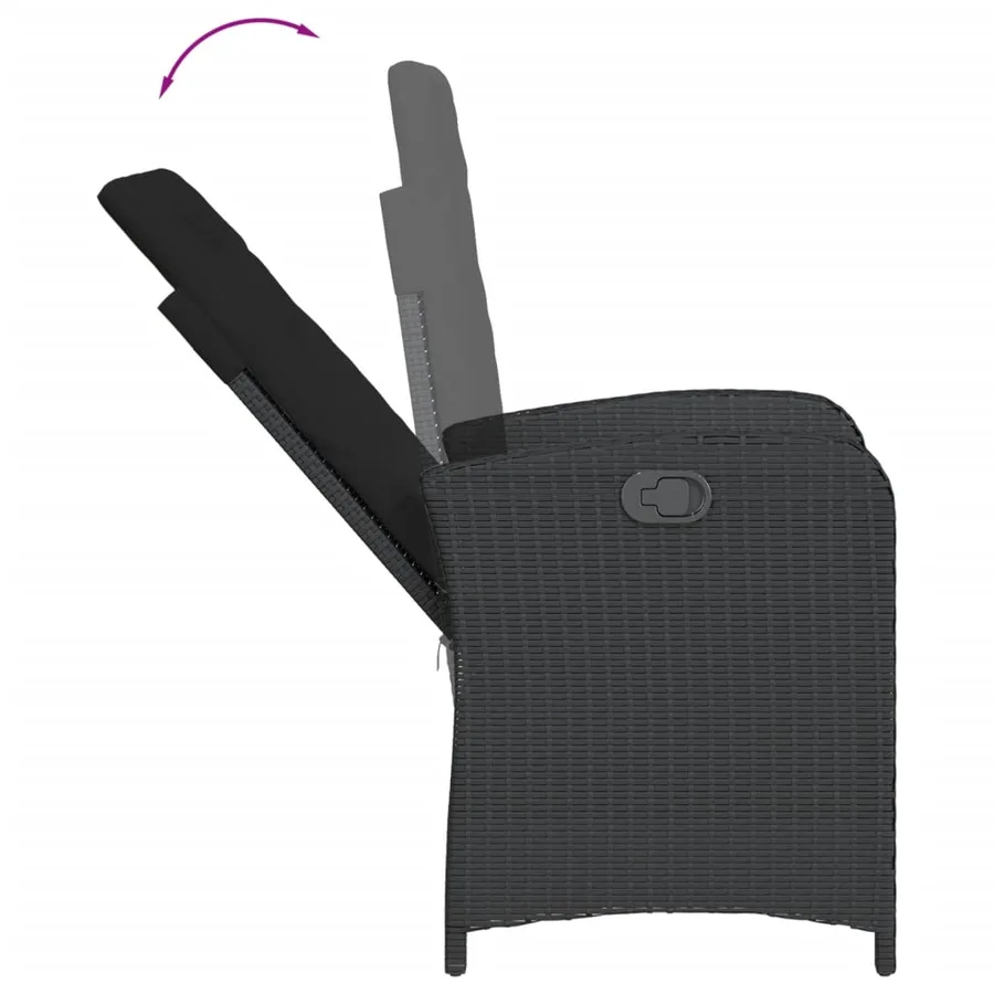 Ensemble à manger de jardin coussins 5pcs Noir Résine tressée - 4
