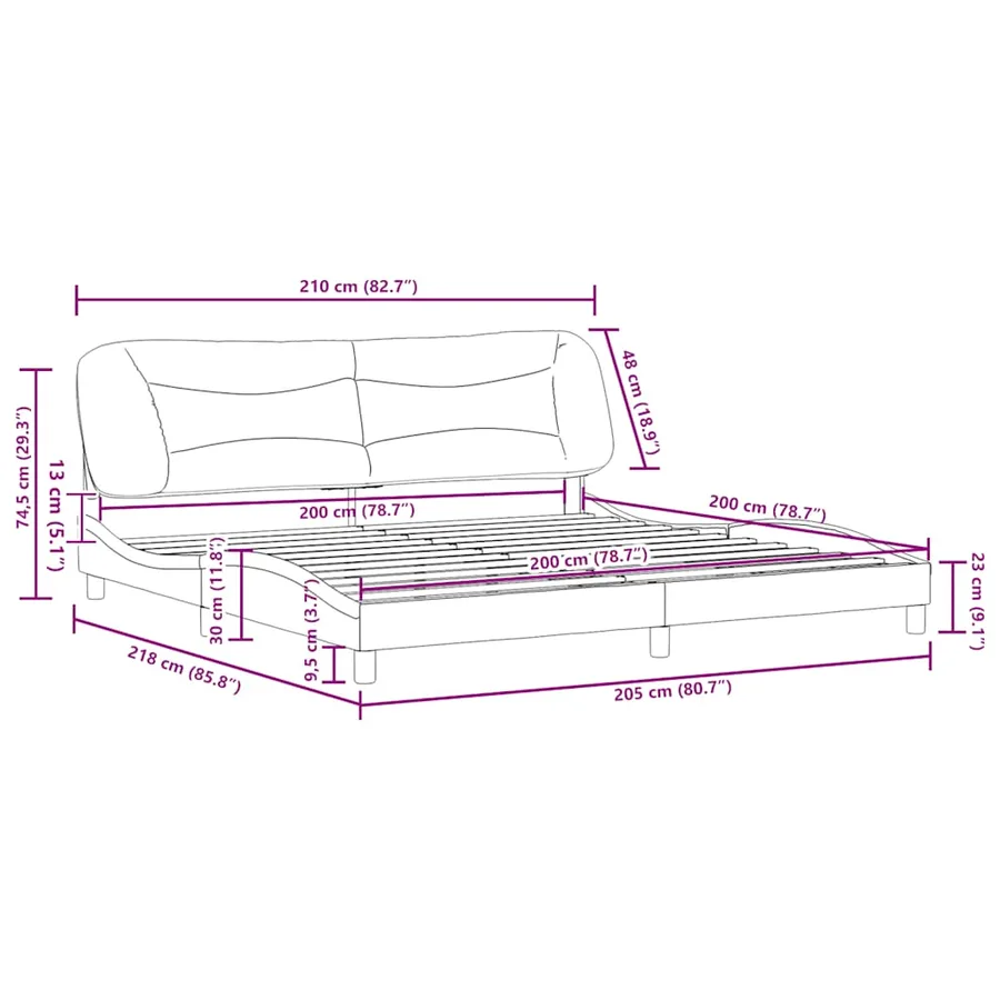 Cadre de lit sans matelas Hvar taupe 200x200 cm tissu - 12