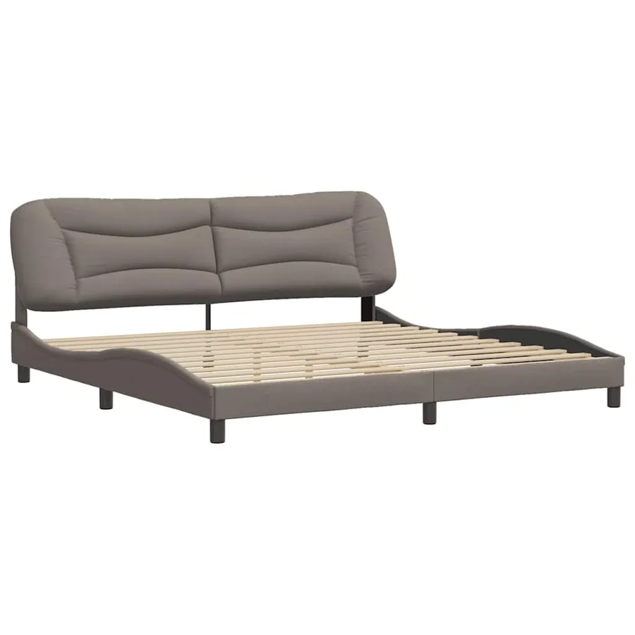 Cadre de lit sans matelas Hvar taupe 200x200 cm tissu - 3