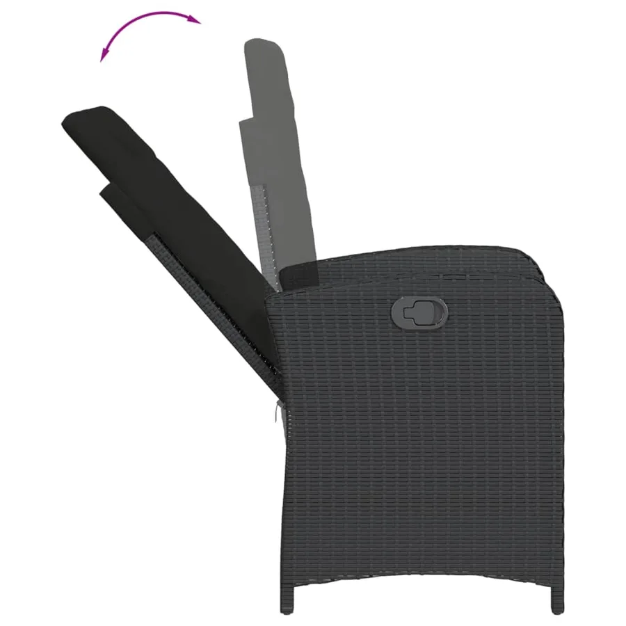 Ensemble à manger de jardin coussins 5pcs Noir Résine tressée - 5