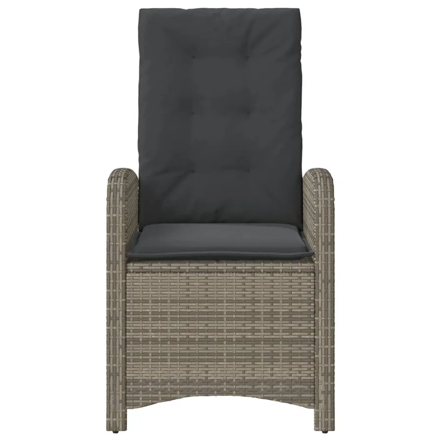 Chaise inclinable de jardin avec coussins gris résine tressée - 4