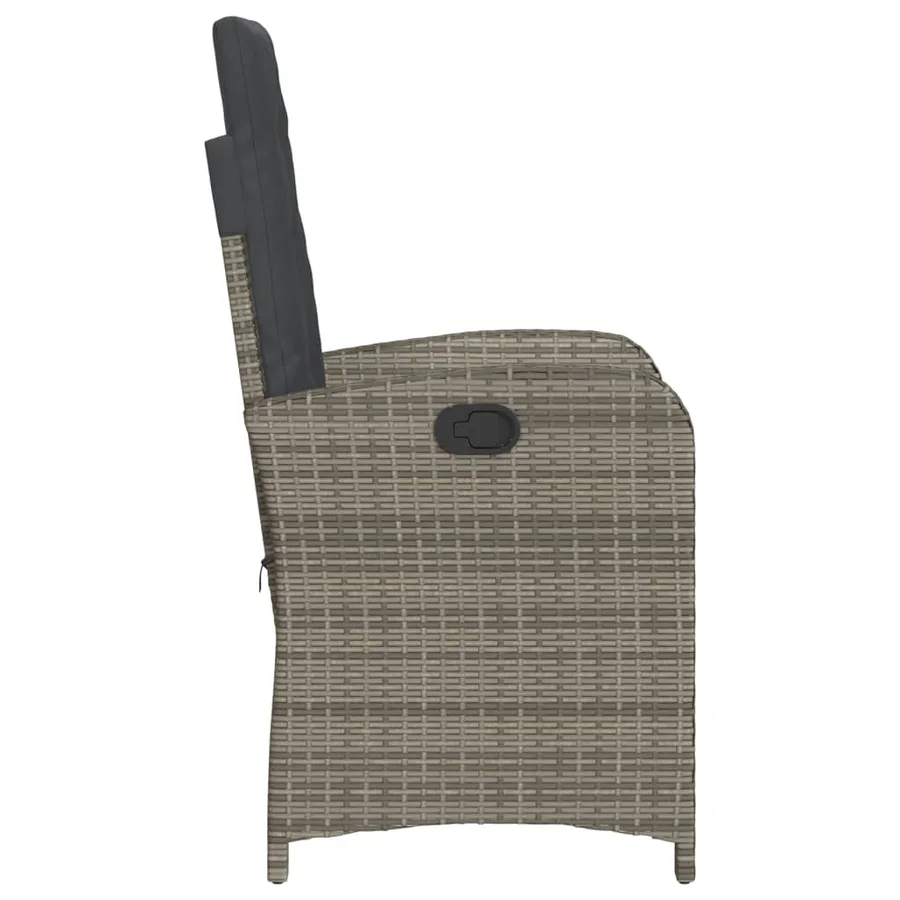 Chaise inclinable de jardin avec coussins gris résine tressée - 5