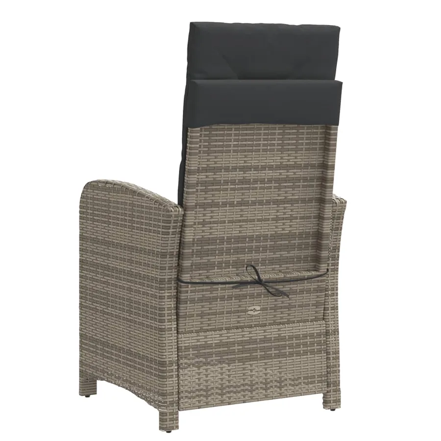 Chaise inclinable de jardin avec coussins gris résine tressée - 6