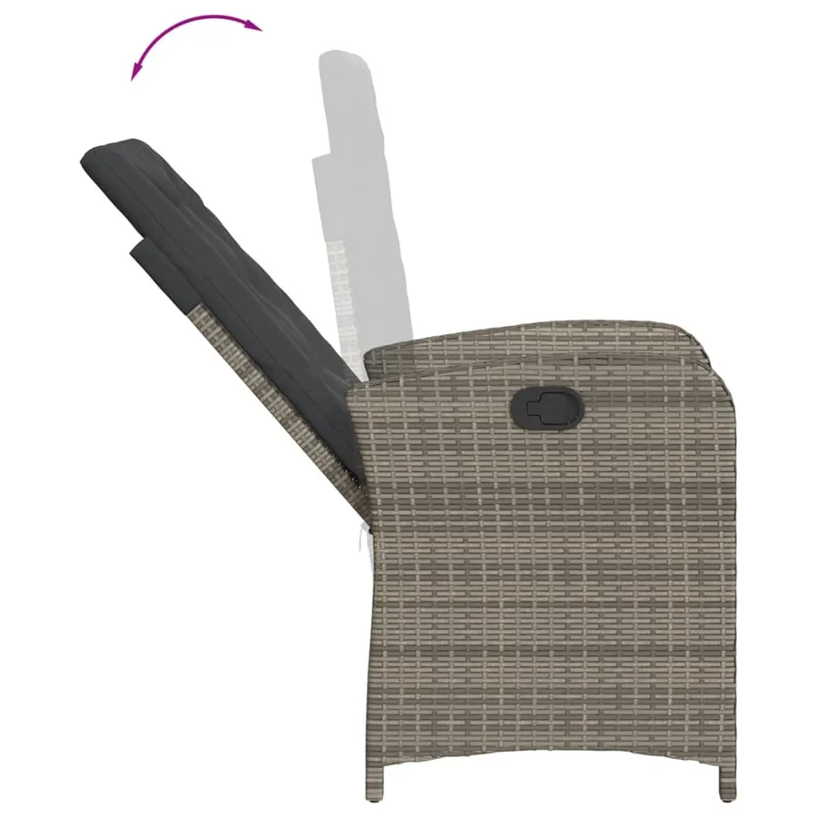 Chaise inclinable de jardin avec coussins gris résine tressée - 7
