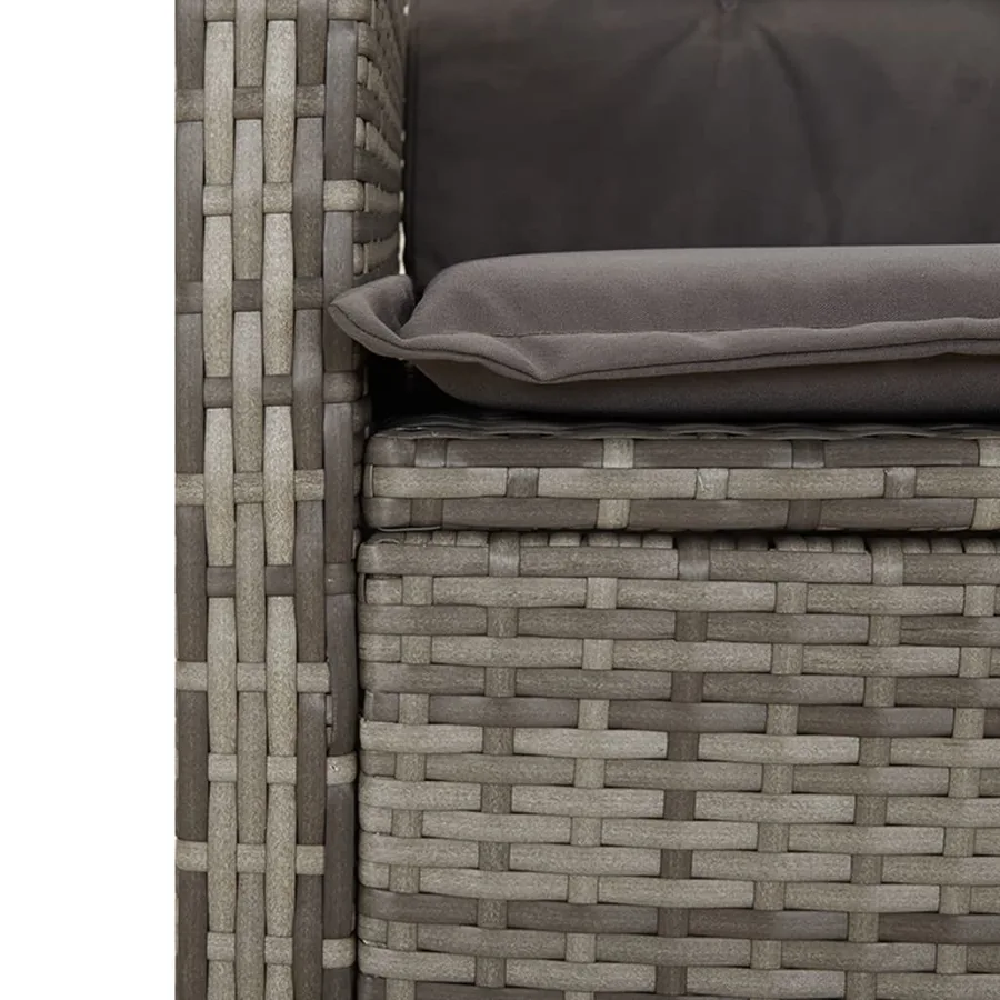 Chaise inclinable de jardin avec coussins gris résine tressée - 9