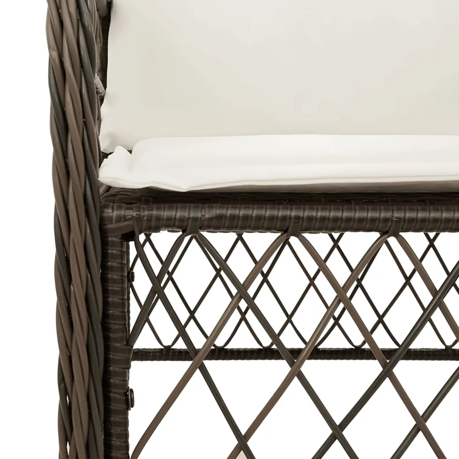 Ensemble à manger de jardin et coussins 7 pcs marron rotin - 5