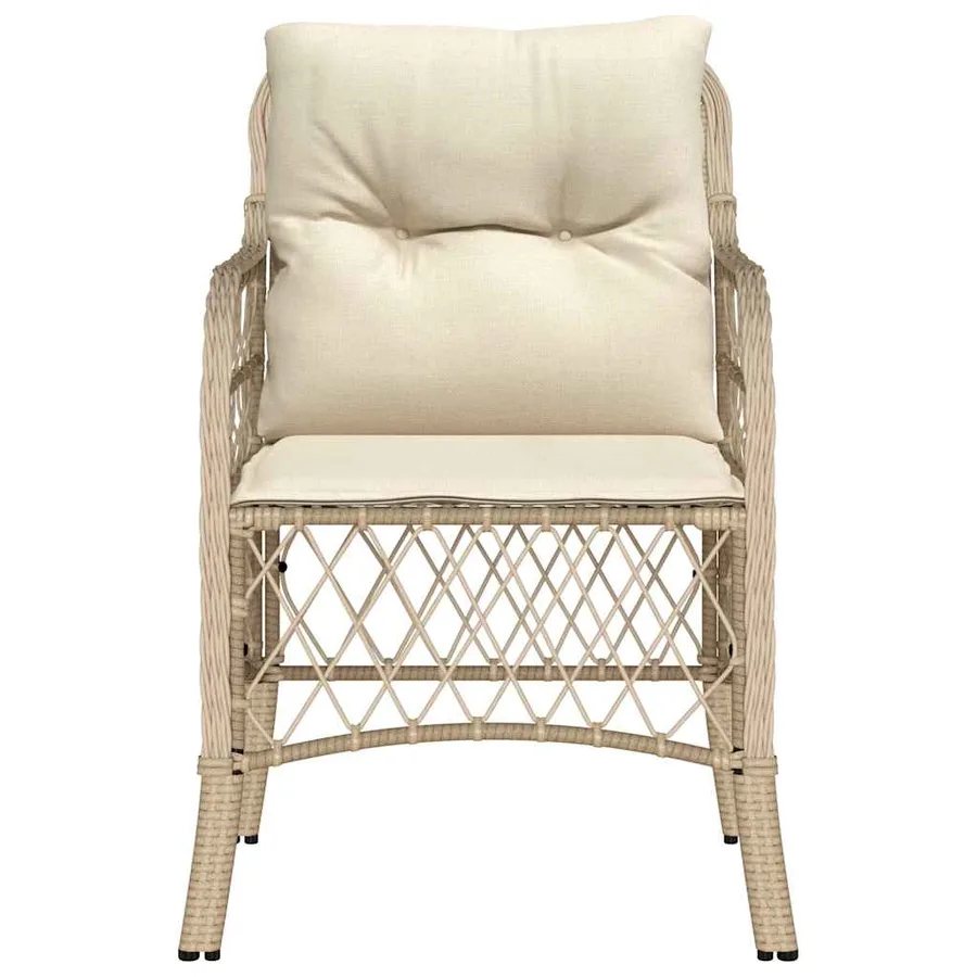 Chaises de jardin avec coussins lot de 2 beige résine tressée - 5