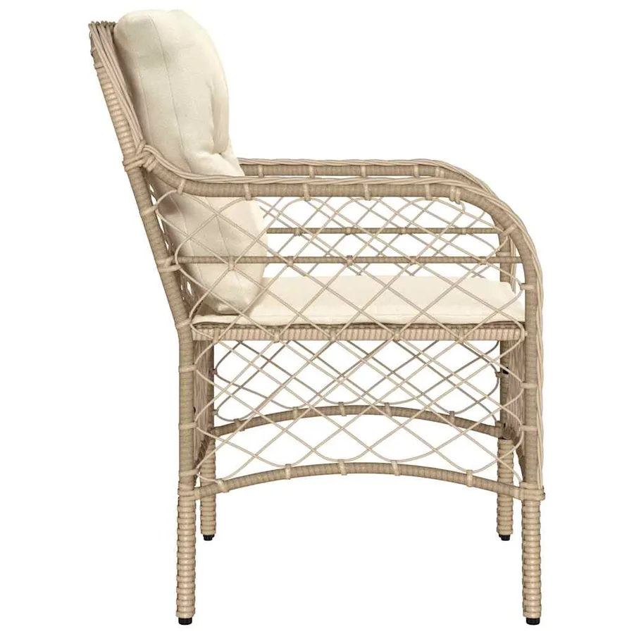 Chaises de jardin avec coussins lot de 2 beige résine tressée - 6